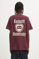 Carhartt WIP t-shirt bawełniany S/S Schooling T-Shirt gładkie bordowy I035453.33KXX
