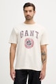 Хлопковая футболка Gant хлопок бежевый 2003353
