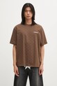 A Bathing Ape t-shirt bawełniany College Monogram Logo wzorzyste brązowy 001CSL301316M