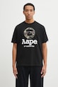 AAPE t-shirt bawełniany Basic nadruk czarny AAPTEM1640XXO