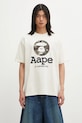 AAPE t-shirt bawełniany Basic nadruk beżowy AAPTEM1640XAO