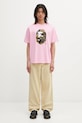 A Bathing Ape t-shirt bawełniany Vacation Pattern APE Head 1L30110335 różowy