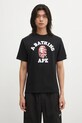 A Bathing Ape t-shirt bawełniany Palm Tree Camo College nadruk czarny 1L30110025