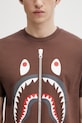 Bavlněné tričko A Bathing Ape Shark hnědá 001TEL801003M