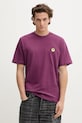 Barrow t-shirt bawełniany F5BWUATH059 fioletowy AW25