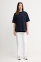 Βαμβακερό μπλουζάκι Lacoste TH7744 σκούρο μπλε