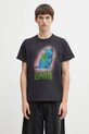 GANNI t-shirt bawełniany Basic Cotton Jersey Neon Kitty nadruk szary T4340