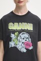GANNI t-shirt bawełniany Basic Cotton Jersey Neon Puppy T4333