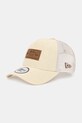New Era czapka z daszkiem trucker DENIM LEATHER PATCH TRUCKER beżowy 60856333