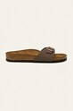 Birkenstock sliders Madrid faux grain leather brown 40093.MOCCA