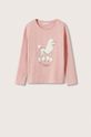 pastelová ružová Detská bavlnená košeľa s dlhým rukávom Mango Kids Dievčenský