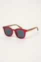 czerwony Okulary przeciwsłoneczne damskie z drewnianymi zausznikami z funkcją flexible czerwone Damski