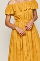 żółty Sukienka damska z odkrytymi ramionami żółta