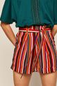 multicolor Szorty damskie w paski wiązane w talii Damski