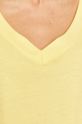 T-shirt damski ze spiczastym dekoltem żółty Damski