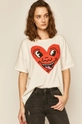 beżowy T-shirt damski Keith Haring kremowy