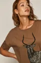 brązowy T-shirt damski by Kasia Walentynowicz, Zagrywki brązowy