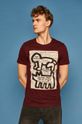 kasztanowy T-shirt męski by Keith Haring bordowy Męski
