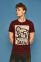 bordowy T-shirt męski by Keith Haring bordowy Męski