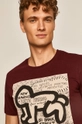 bordowy T-shirt męski by Keith Haring bordowy