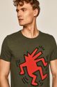brązowa zieleń T-shirt męski by Keith Haring zielony