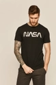 czarny T-shirt męski Nasa z nadrukiem czarny