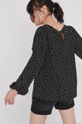 Wzorzysta bluzka damska z wiskozy z bufiastymi rękawami czarna 100 % Wiskoza
