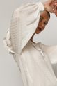 Bluzka damska z falbanką z tkaniny plumeti biała