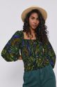 multicolor Bluzka damska z dekoltem typu karo wzorzysta Damski