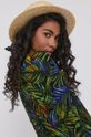 multicolor Bluzka damska z dekoltem typu karo wzorzysta