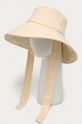Lniany kapelusz damski z wiązaniem beżowy 50 % Bawełna, 50 % Len