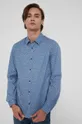 niebieski Koszula męska z wzorzystej tkaniny niebieska Męski