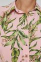 Koszula damska z wiskozy w roślinny wzór różowa