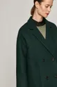 Dwurzędowy płaszcz damski z domieszką wełny zielony