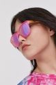 multicolor Okulary przeciwsłoneczne damskie z drewnianymi zausznikami z funkcją flexible Damski