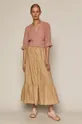 Bawełniana spódnica damska z guzikami beżowa beżowy