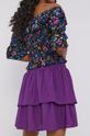 purpurowy Spódnica damska z falbankami z domieszką lnu fioletowa