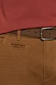 brązowy Spodnie męskie z paskiem w drobny wzór brązowe