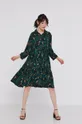 Sukienka damska z wiskozy o rozkloszowanym kroju wzorzysta zielony