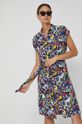 multicolor Wzorzysta sukienka damska w koszulowym stylu z wiskozy Damski