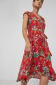 czerwony Kopertowa sukienka damska w roślinny wzór czerwona Damski