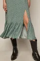 Długa kopertowa sukienka damska w groszki turkusowa