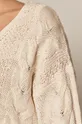Sweter damski z warkoczowym splotem beżowy