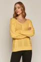 Sweter damski z warkoczowym splotem żółty 100 % Akryl