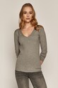 Sweter damski z dekoltem z gładkiej dzianiny szary szary RS21.SWD040