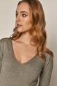 Sweter damski z dekoltem z gładkiej dzianiny szary RS21.SWD040 szary