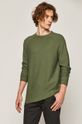 jasny oliwkowy Sweter męski z bawełnianej dzianiny zielony