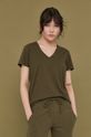 militarny T-shirt damski z bawełny organicznej zielony