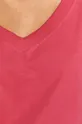 T-shirt damski z bawełny organicznej z dekoltem V różowy Damski