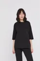 T-shirt damski oversize z bawełny organicznej czarny czarny